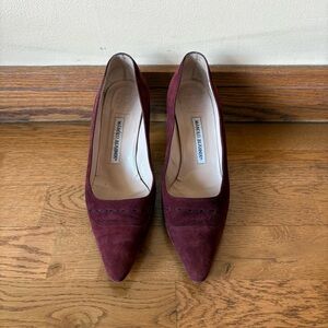 Manolo Blahnik Burgundy Suede Women's Shoes